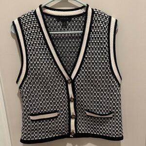 Ann Taylor Black and White Sweater Vest